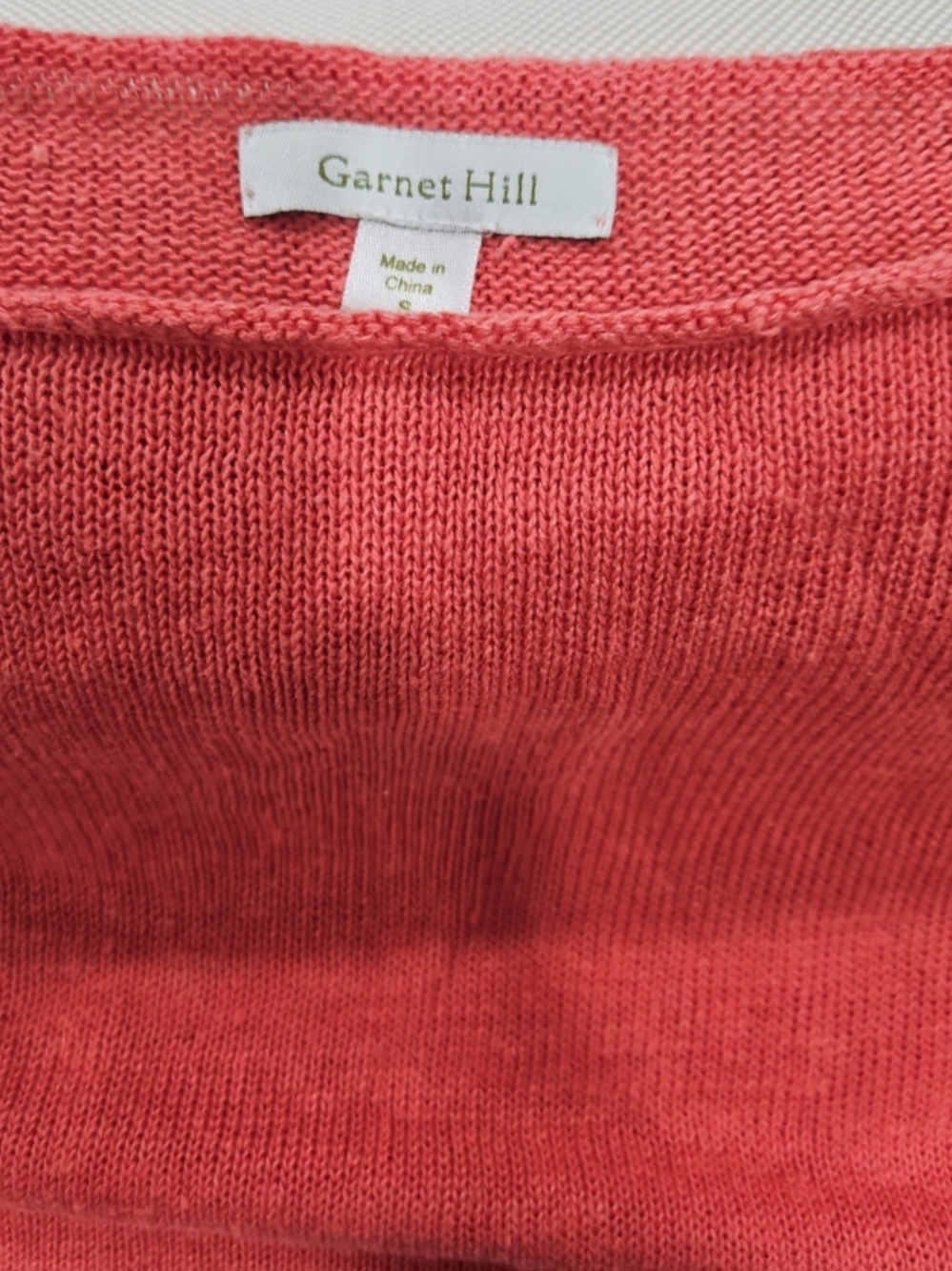 Garnet Hill Coral-Red Knit Crewneck Sweater